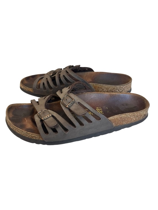 Birkenstock Shoes - Birkenstock 38 Granada Sandals Brown Leather Round Toe Buckles Women's Size 7